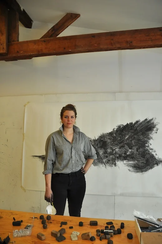 Katie in her studio during a residency at the Lunenburg School for the Arts, 2015 (photo: Susan Hudson)