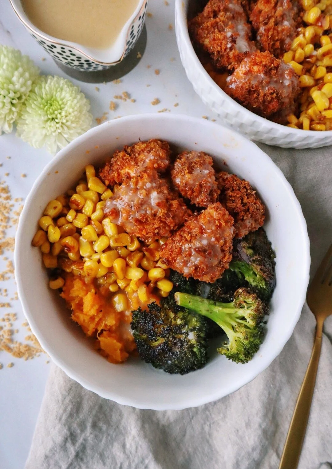 Healthy Popcorn Chicken Bowls — The Slim Situation