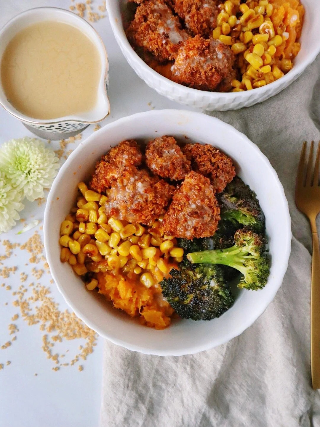 Healthy Popcorn Chicken Bowls — The Slim Situation