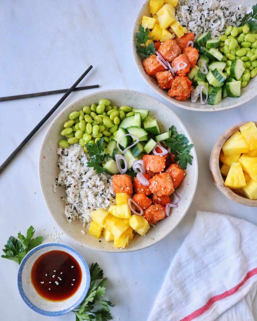 Pineapple Teriyaki Salmon Rice Bowls (Gluten Free) — The Slim Situation
