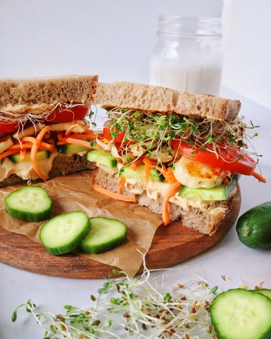 Grilled Halloumi and Veggie Sandwich