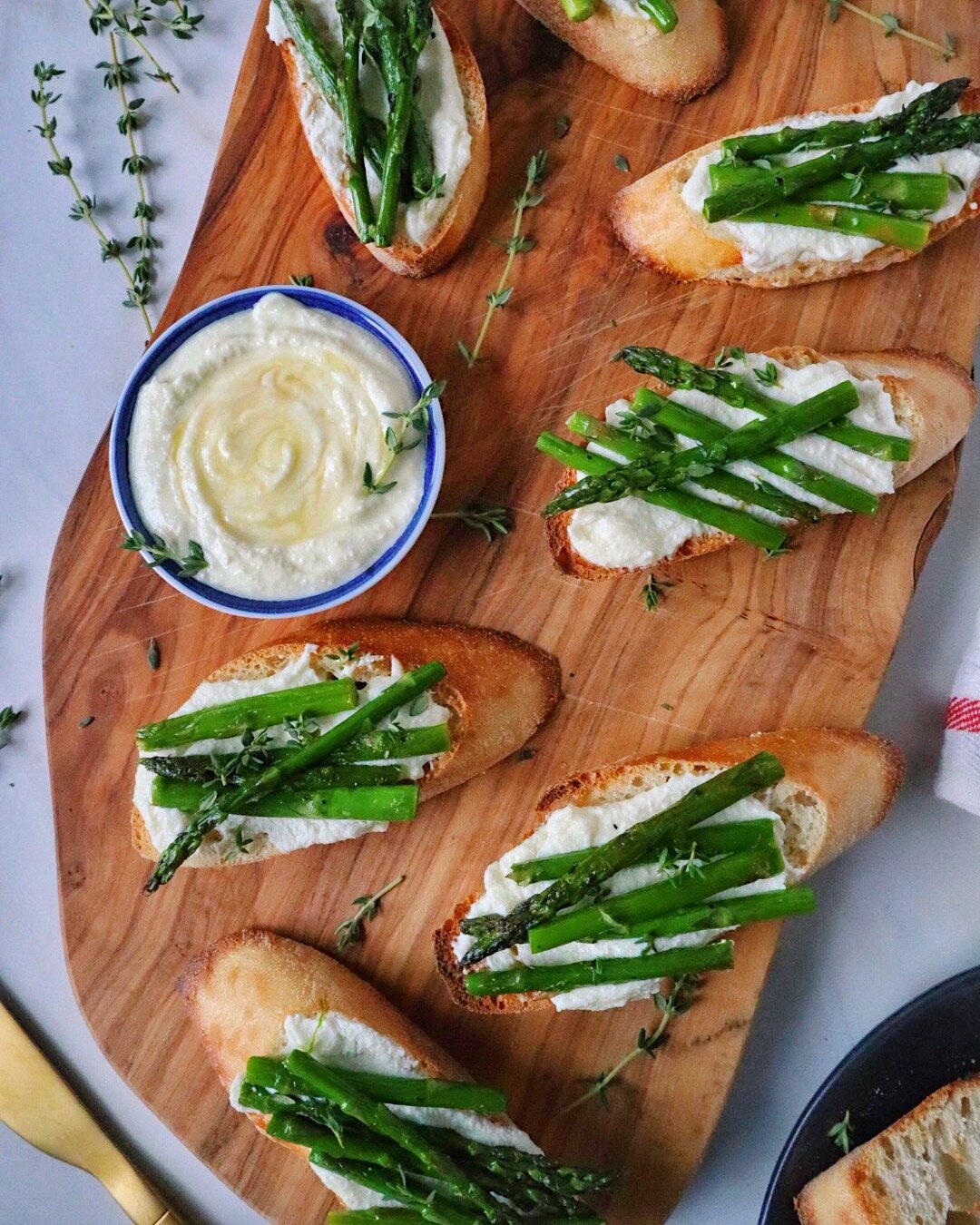 Asparagus and Whipped Feta Crostinis