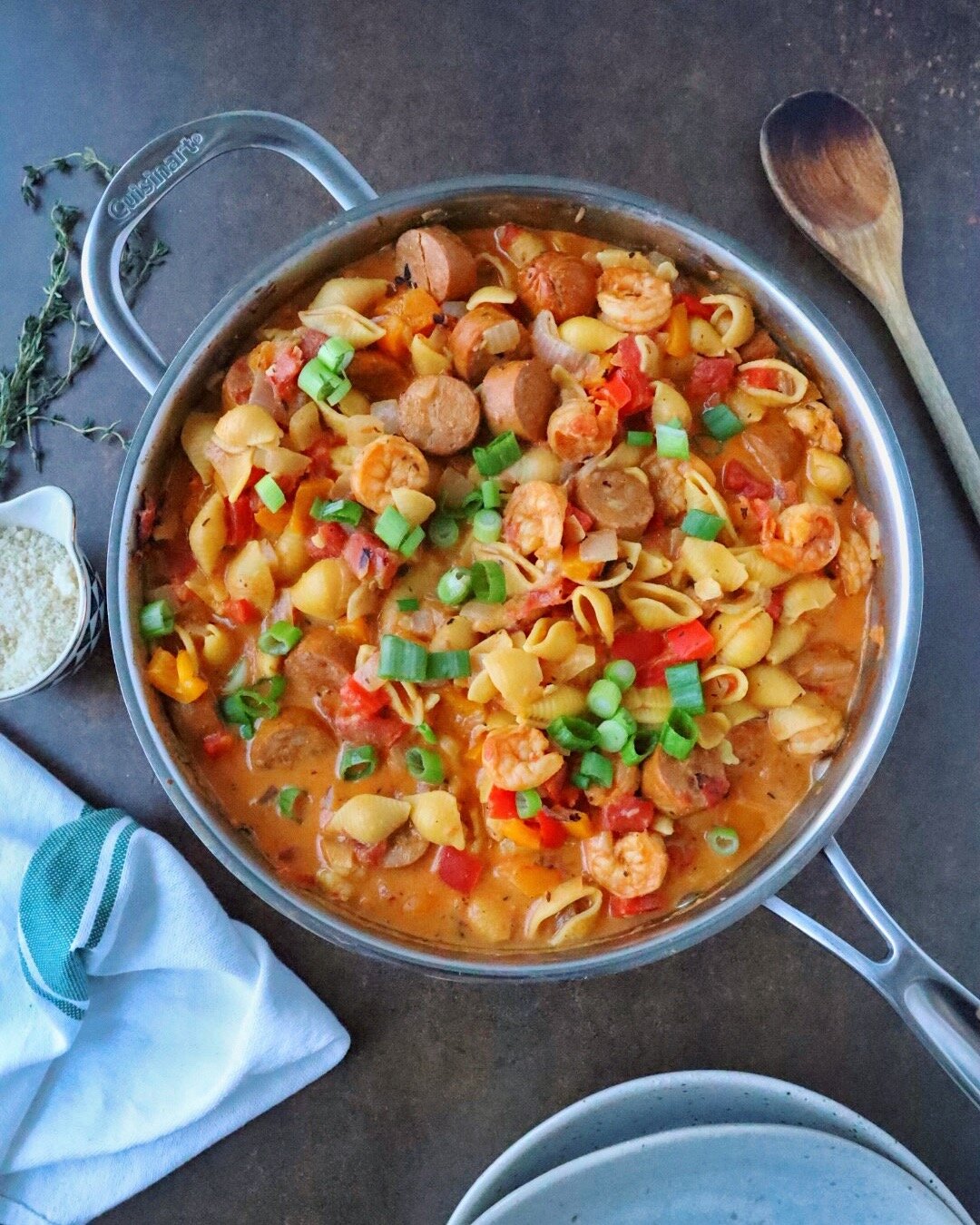 Healthy Creamy Cajun Shrimp and Sausage Pasta