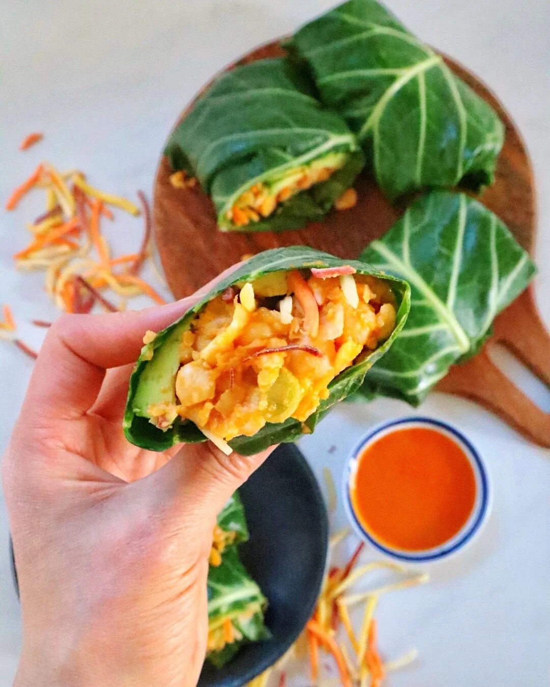 Healthy Chickpea and Collard Green Wraps