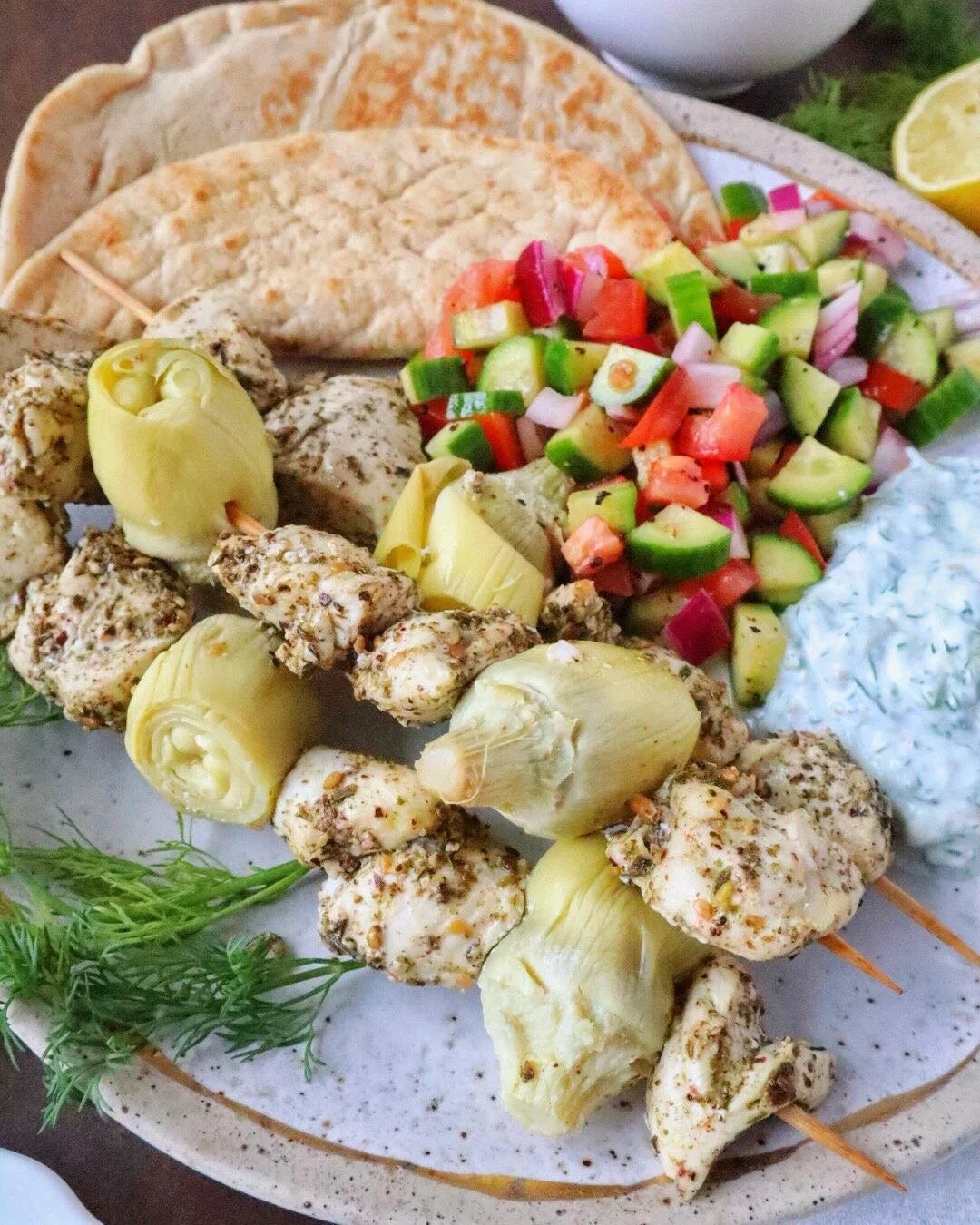 Healthy Chicken Skewers and Tzatziki