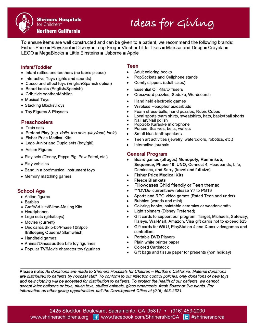 Shriners Hospital Toy Donations Sacramento Wow Blog