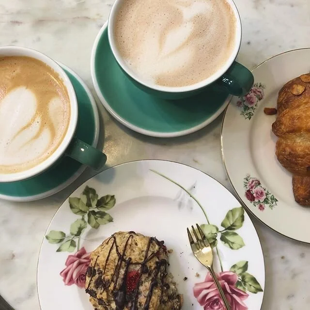 Coffee and pastries at Coffee and Plants LA, Pasadena. (All vegan)