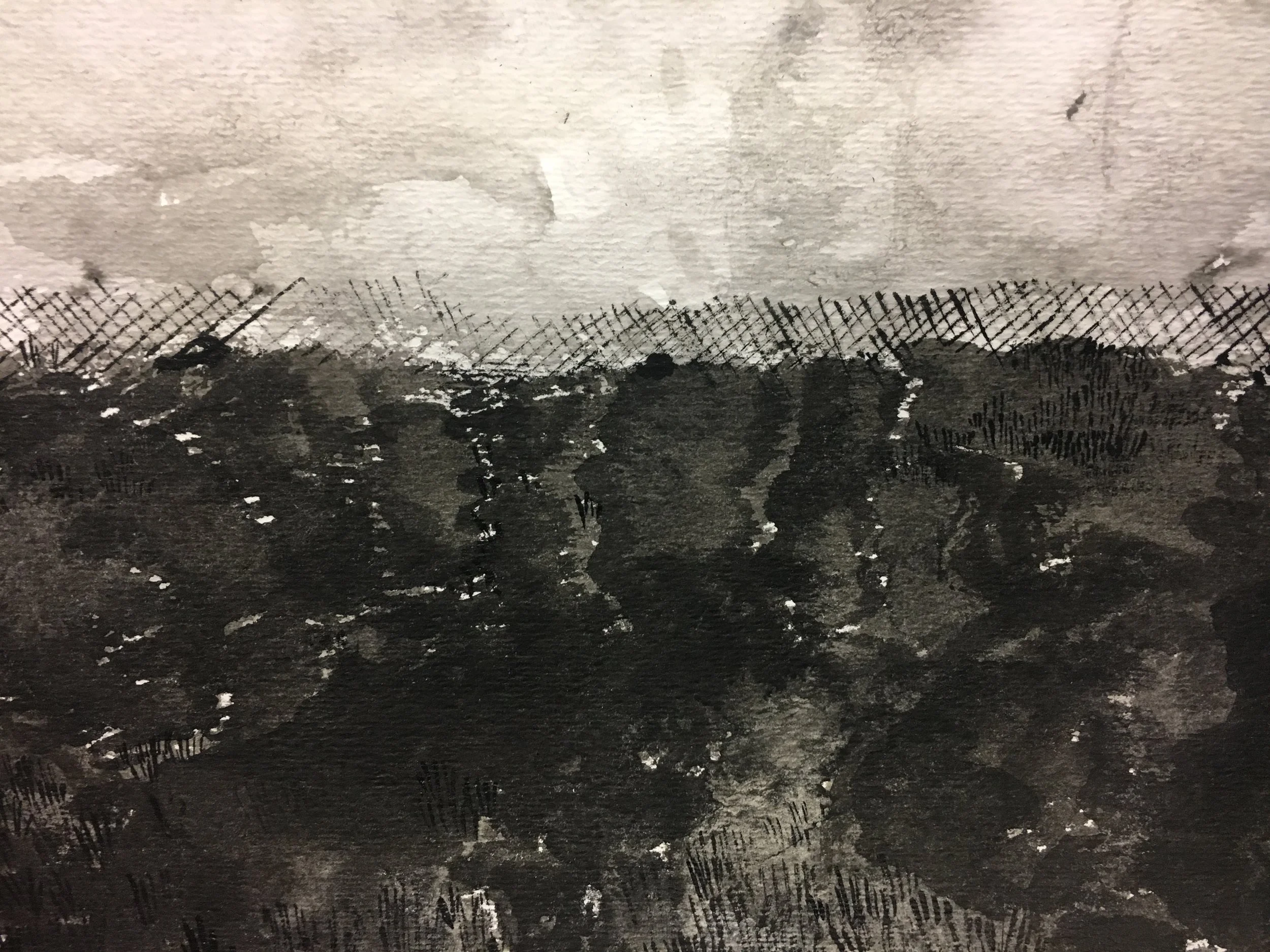 fort reno hill ink on paper, 2017 prints for sale, inquire for pricing