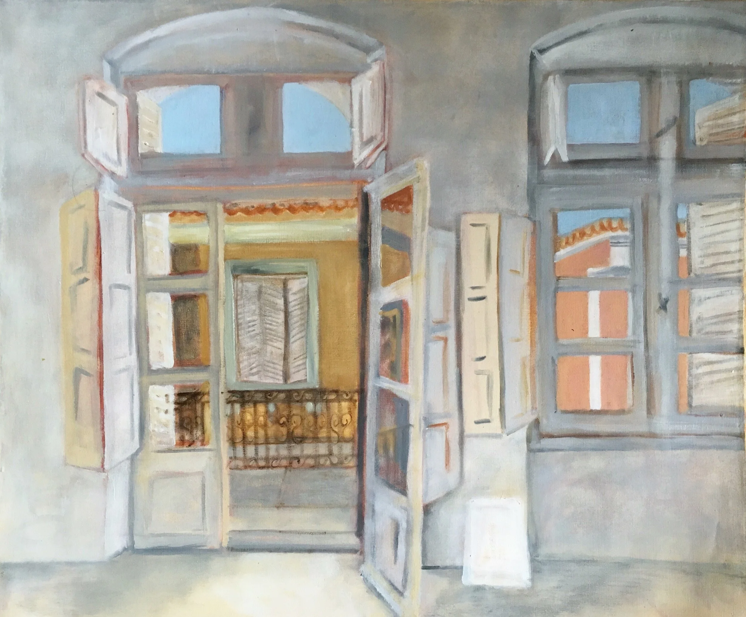 the studio, paros oil on canvas, 2009 prints for sale, inquire for pricing.