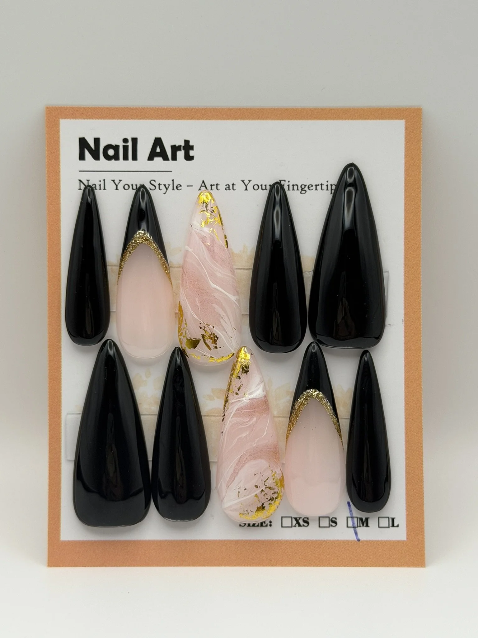 Size Medium, Long Length: Black and Gold
