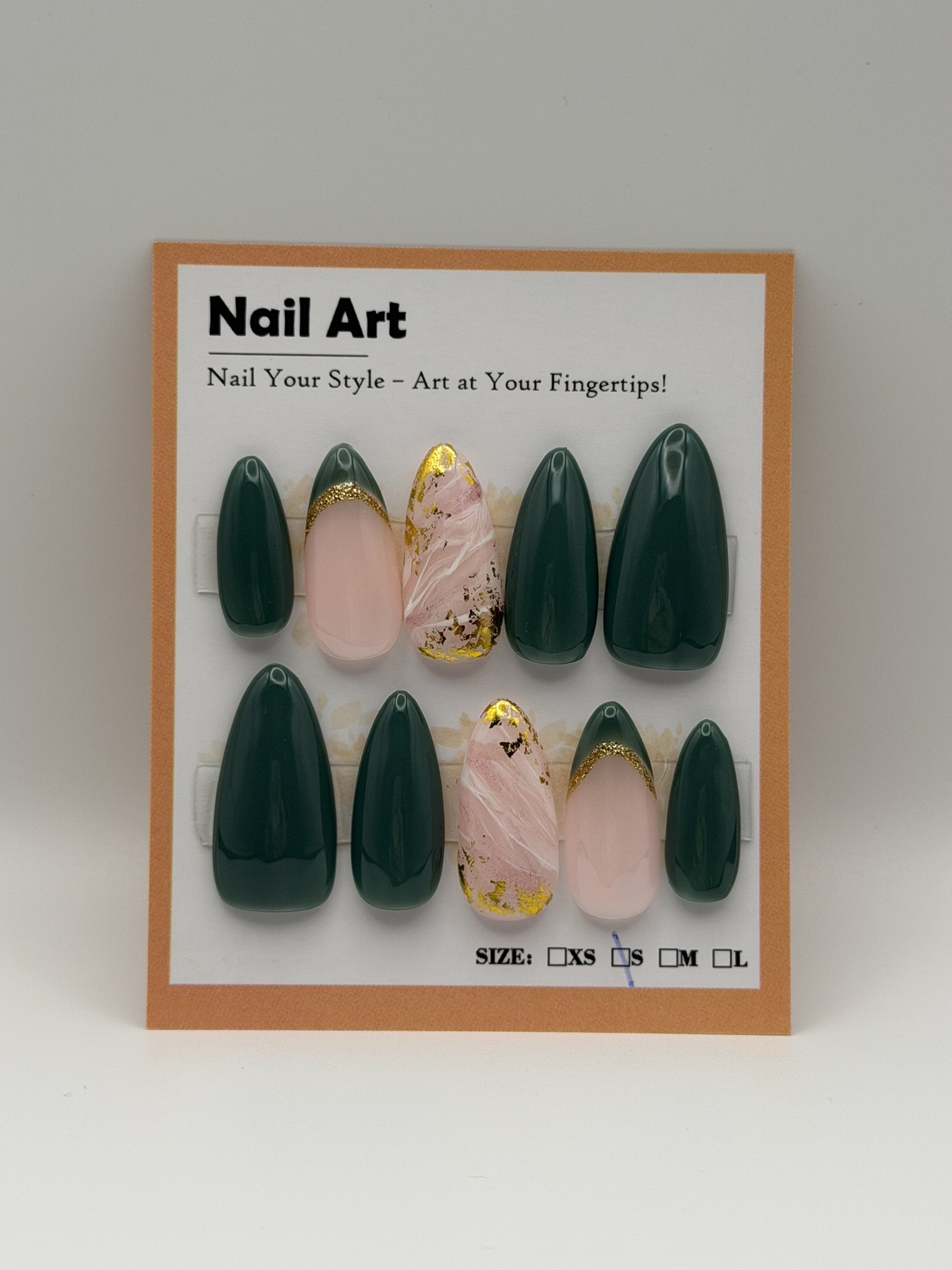 Size Small, Medium Length: Sage Green and Gold