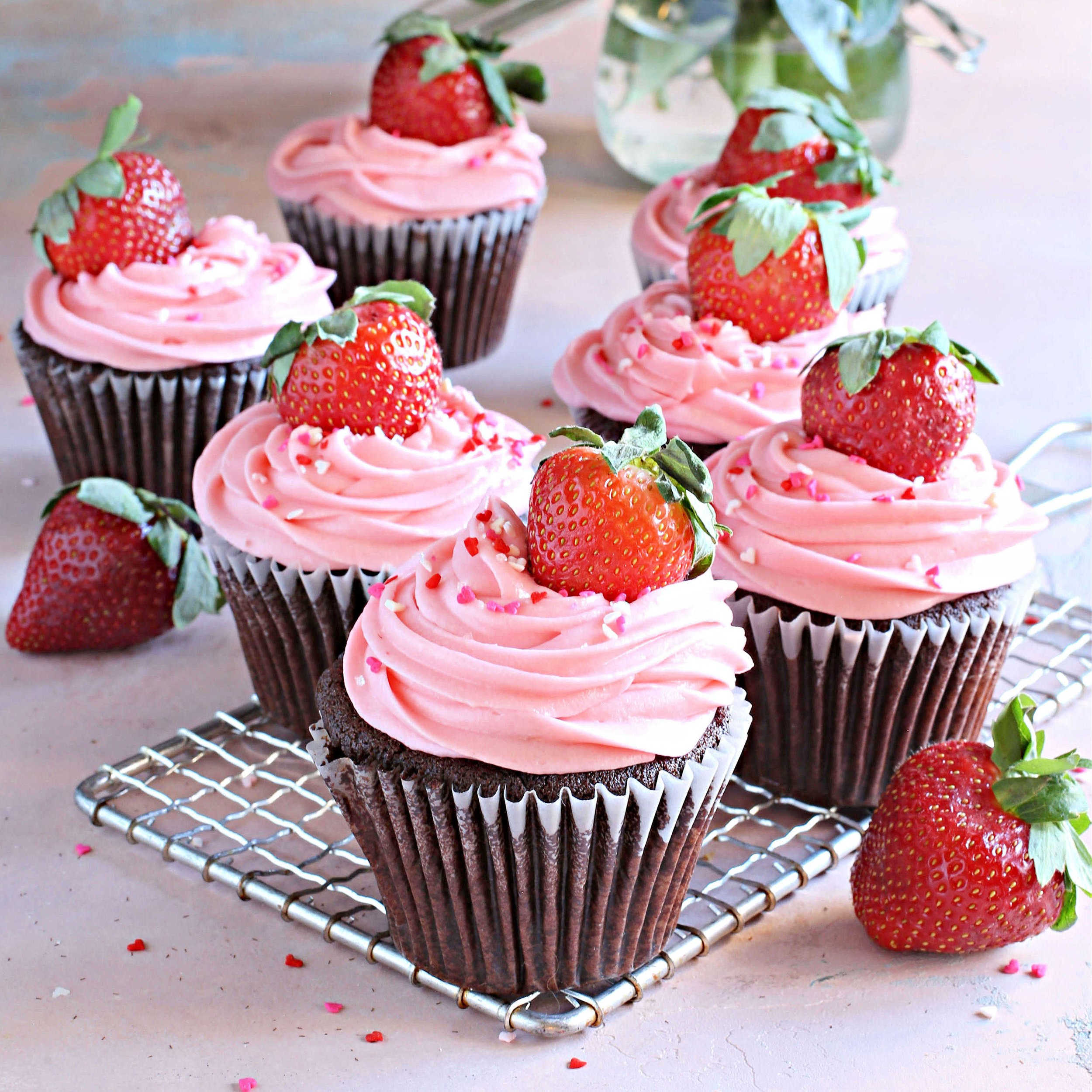 Chocolate Cupcakes with Strawberry Cream Cheese Frosting.jpg