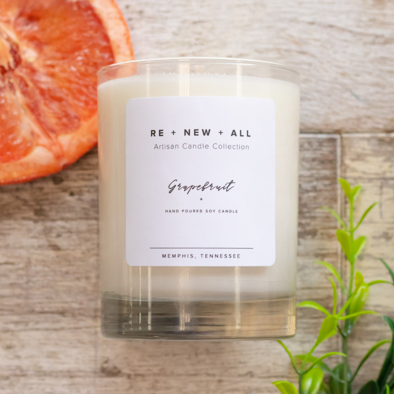 EAST WEST Soy Candle Grapefruit & Thyme Scent 8.3 oz Candle Limited Spa Series 