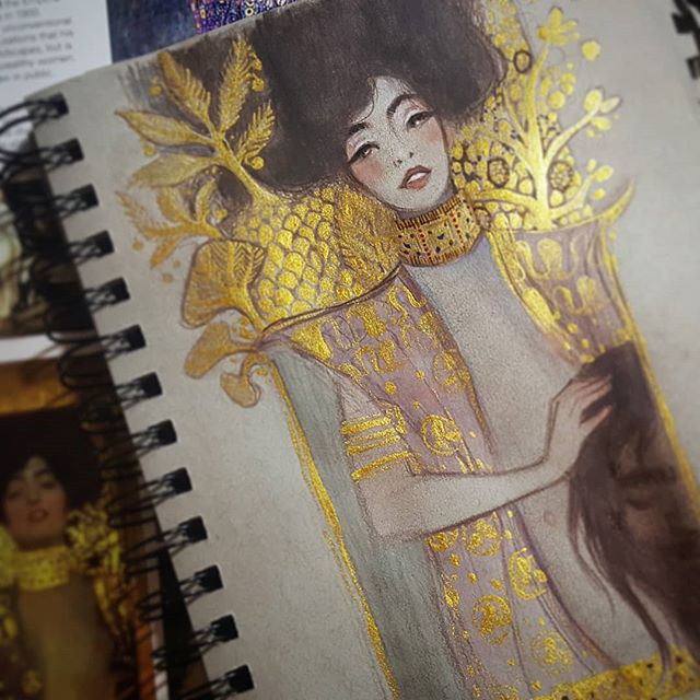 Had to do a #gustavklimt inspired #sketchpainting
.
.
.
.
.
#judithholofernes #judith #goldpaint #artistofinstagram #littlebitgruesome #rebeccastuhff #judithandholofernes #klimt