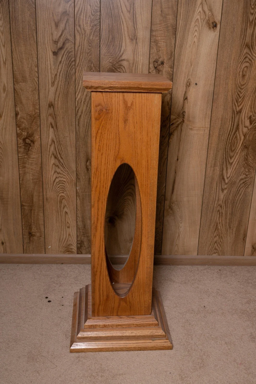 Oak display stand, 3 ft tall, 10" square top, view 1