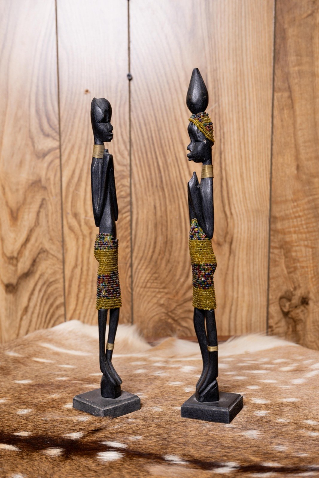 Pair of South African carved statues, view 2