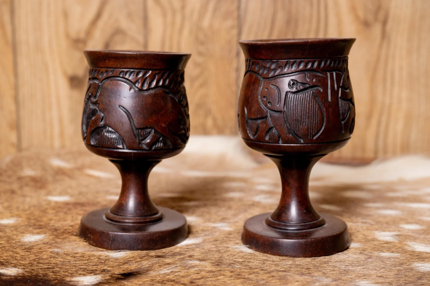 Two South African carved mugs, view 1