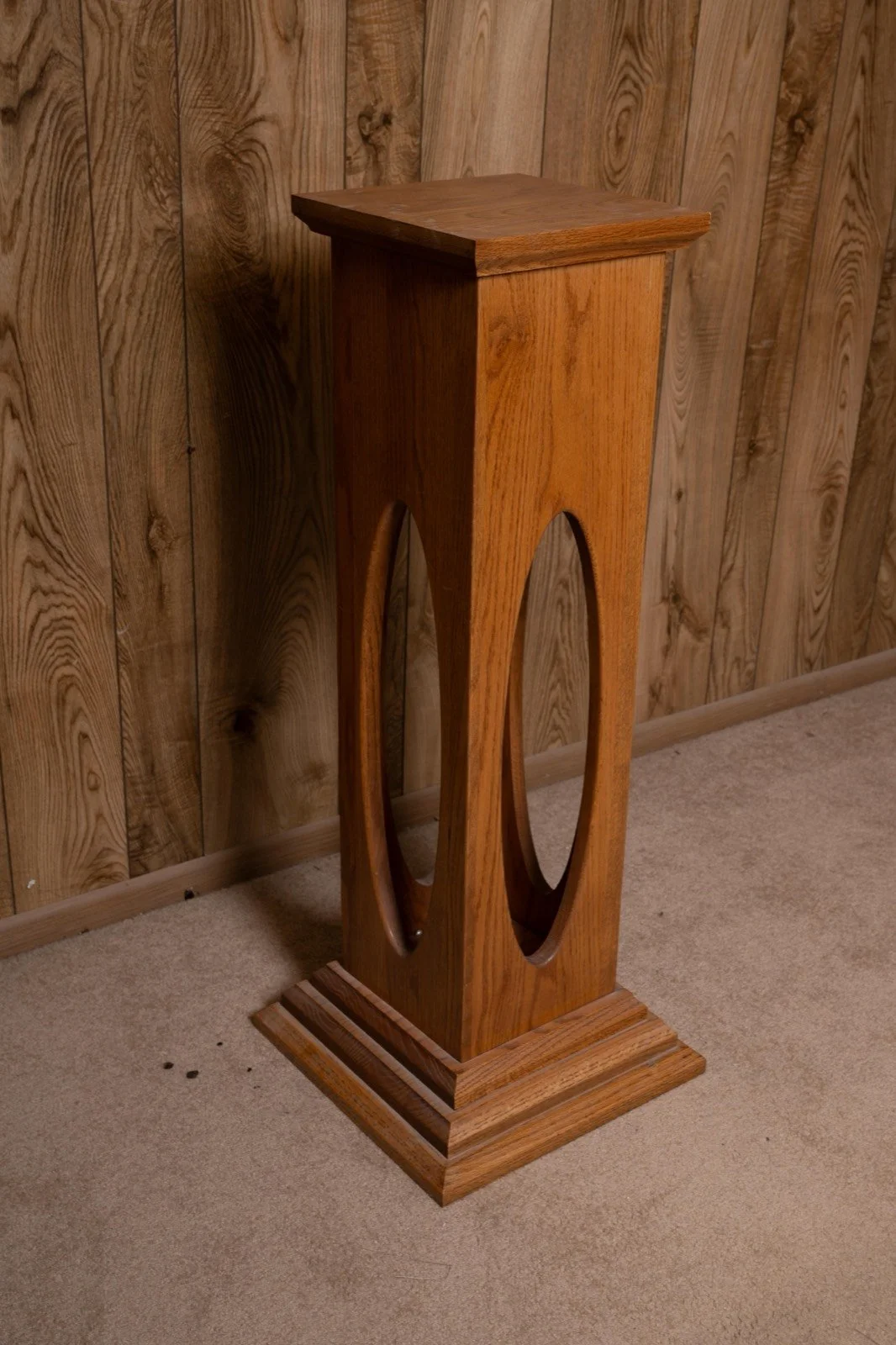 Oak display stand, 3 ft tall, 10" square top, view 2