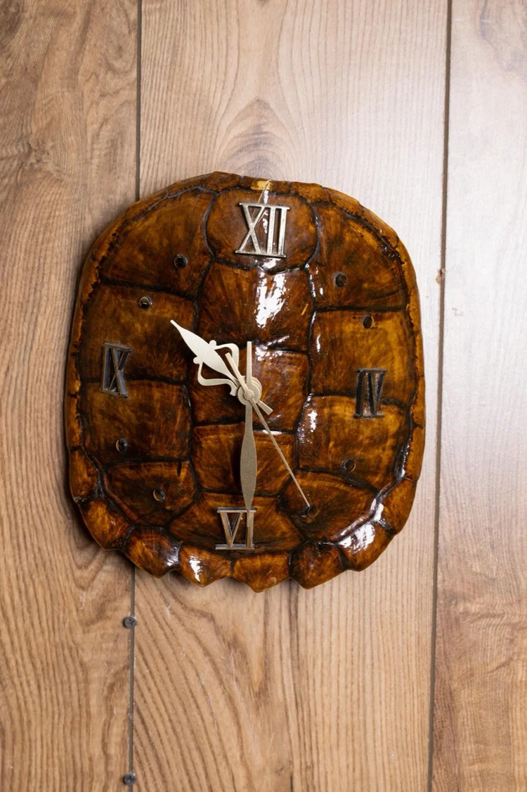 Turtle shell clock, 11" diameter