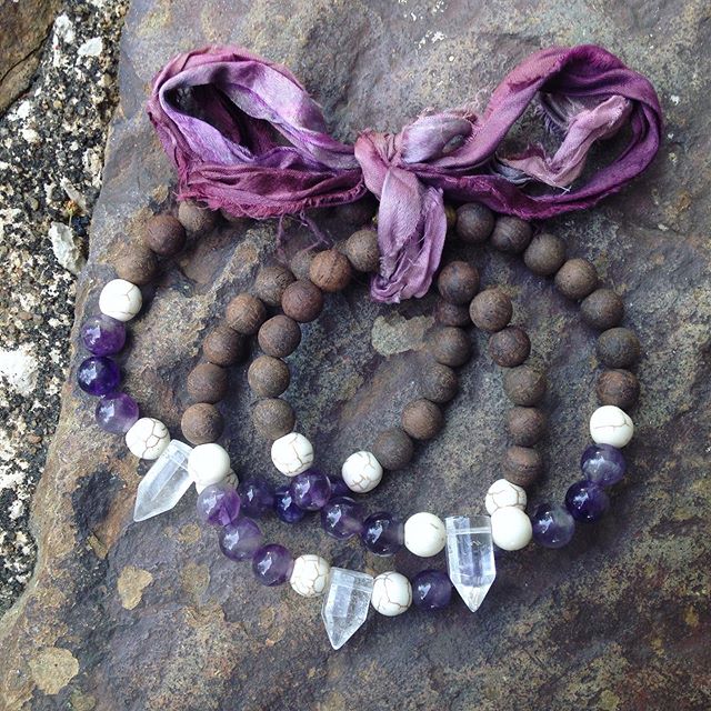 &ldquo;We are the flowers and trees that ripped through the seeds; fought our way out of darkness to reach for the light.&rdquo;~ The Art of a Happy Heart
*
*
The &ldquo;lotus rise&rdquo;- amethyst + quartz bracelet was inspired by my poem, &ldquo;st