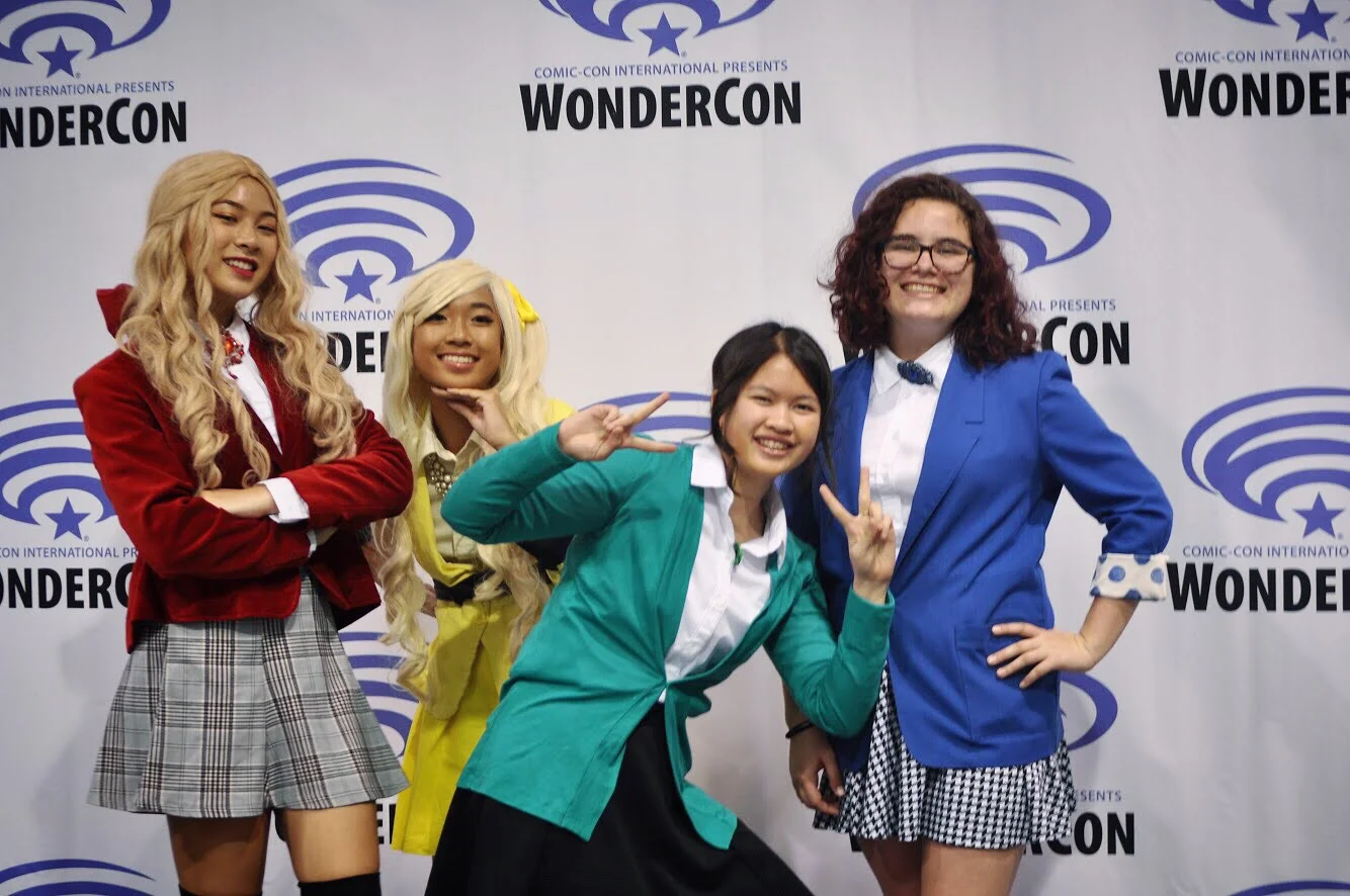 We all had an amazing time at this convention; posing in front of the iconic WonderCon backdrop was so fun! (from left to right: Sydney Ho, Casey Duyan, Jennellee Samkhem, and Abby Lisk)