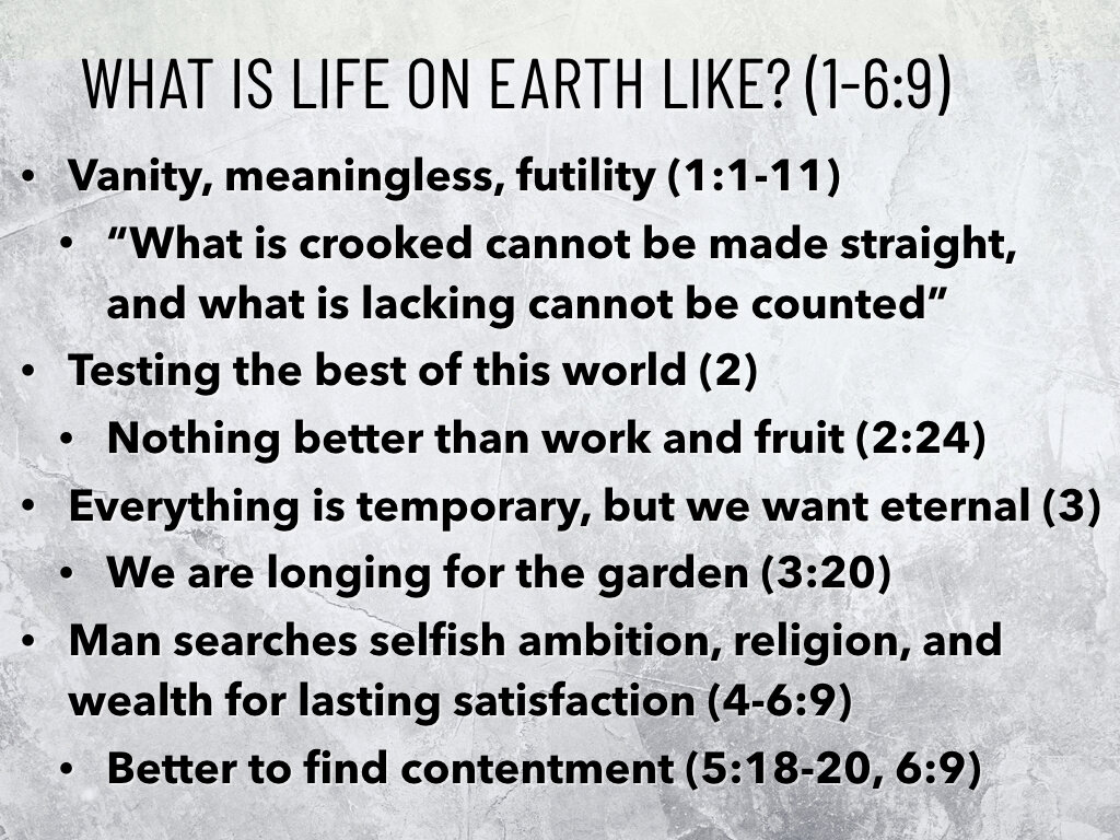 Vanity (Ecclesiastes) — Saraland Christians