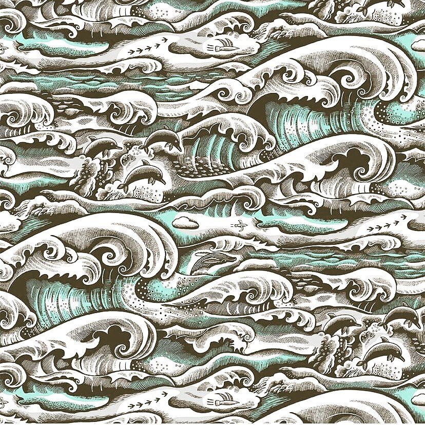 🌊This morning I discovered and started following @bethkrommes , a picture book illustrator, printmaker and designer of gorgeous patterns. If pattern and printing are your thing, especially in terms of incorporating these into illustration, go follow