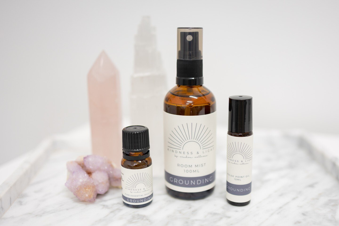 THE KINDNESS &amp; LIGHT GROUNDING RANGE ➖ 

Our Grounding Essential Oil, Room Mist and Pulse Point Oil. 

A synergistic blend created with love to balance whilst nurturing a sense of ease, harmony, comfort and connection to self. The blend has an an