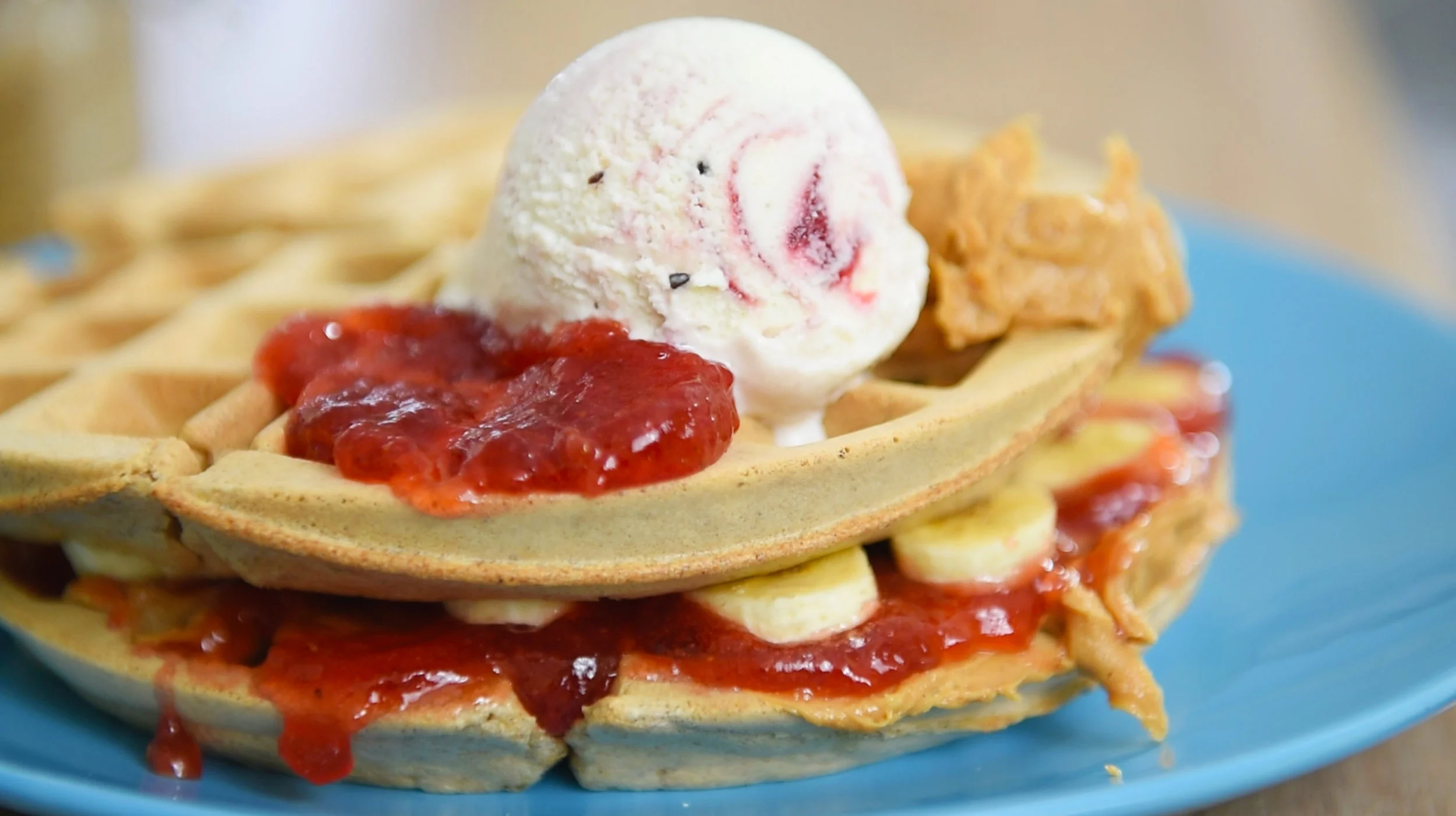 PB&J Waffle Ice Cream Sandwich