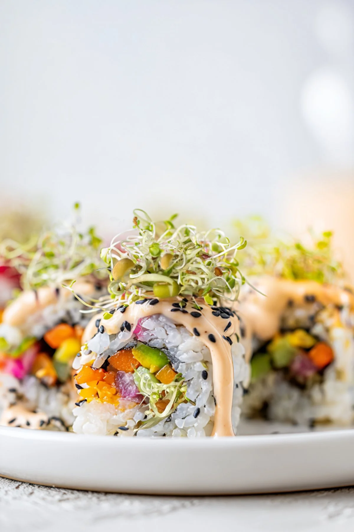 plant based, vegan sushi recipe with mung bean sprouts in the sprout cookbook