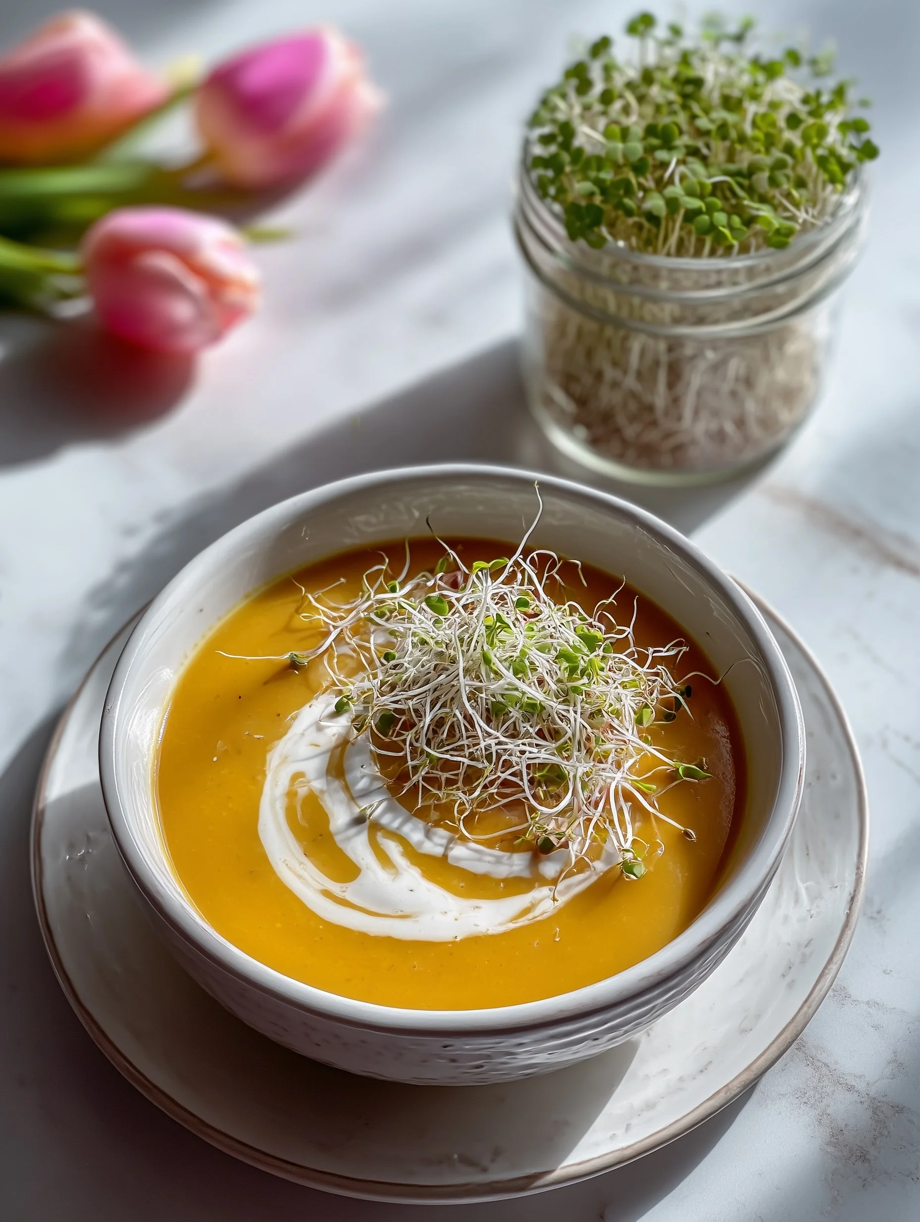 sprout soup recipe for squash soup in the sprout cookbook