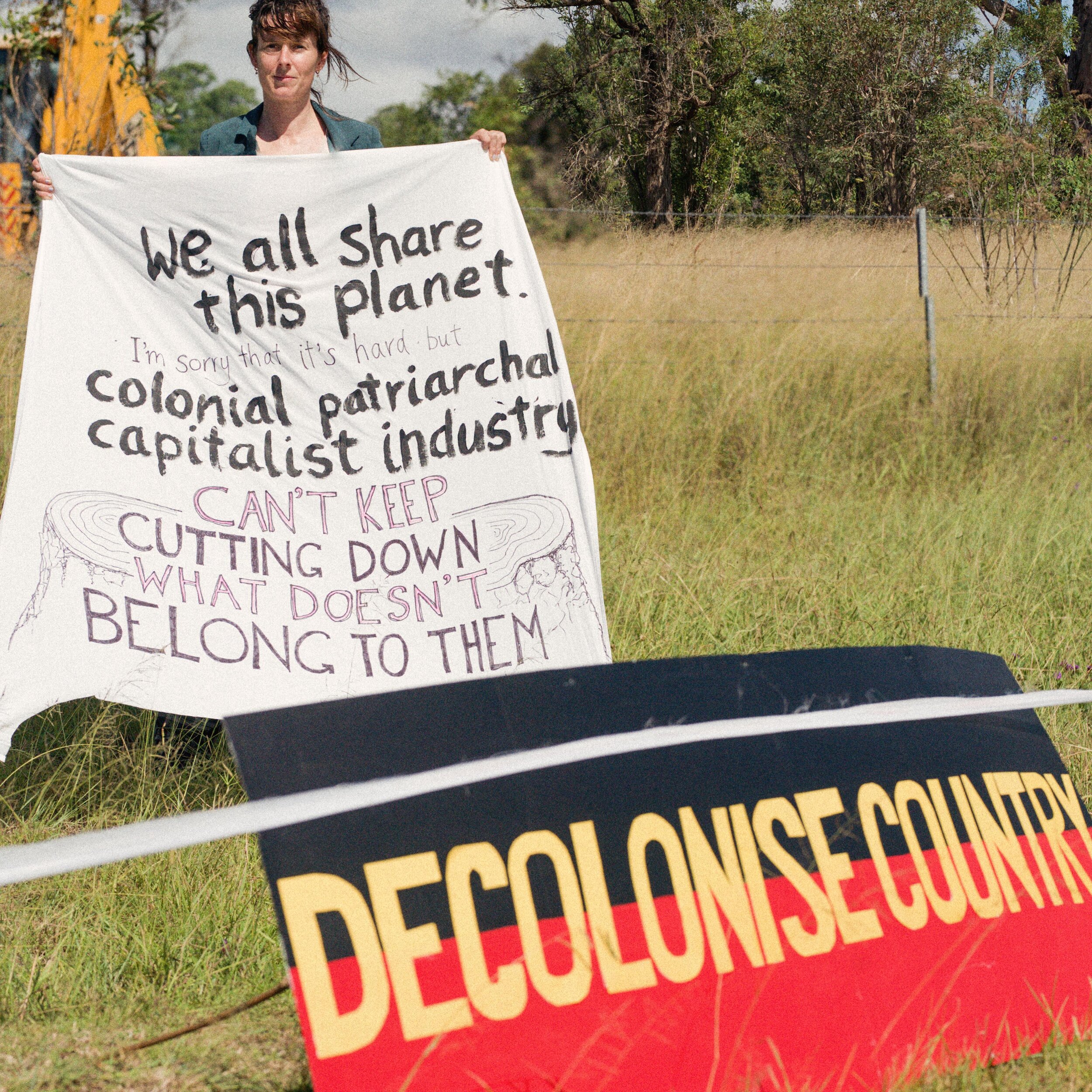 Ok so one of my late-night banners got a little bit wordy. But the other one couldn&rsquo;t be simpler. What could it look like to DECOLONISE COUNTRY? Just imagine. We all acknowledge this as stolen land, and we know that where settlers have depleted