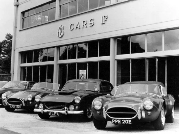 Ac Cobra's outside Ac Cars in Thames Ditton