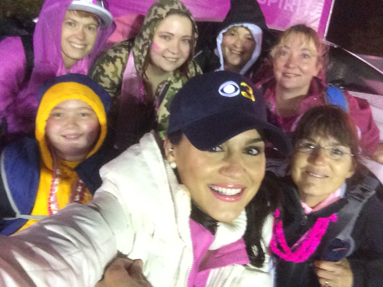 Nicole Brewer with walkers ahead of a breast cancer event.