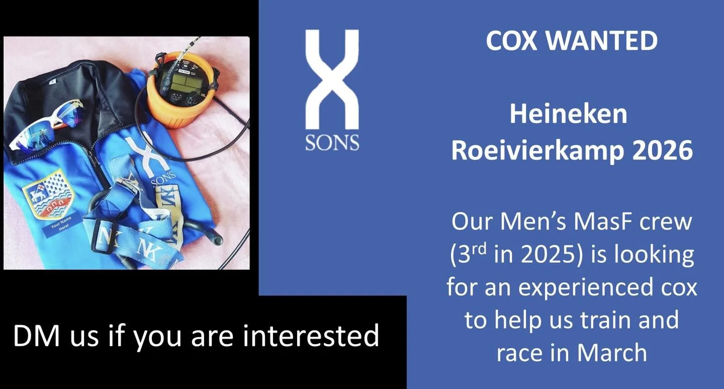 🚨 Cox Wanted 🚨 Heineken Roeivierkamp 2026 is calling! 🚣&zwj;♂️ 

Our Men&rsquo;s Masters crew is on the hunt for an experienced cox to help us train and race from now until March. 

Last year we powered to 3rd in MasF 🥉&mdash;this year we&rsquo;r