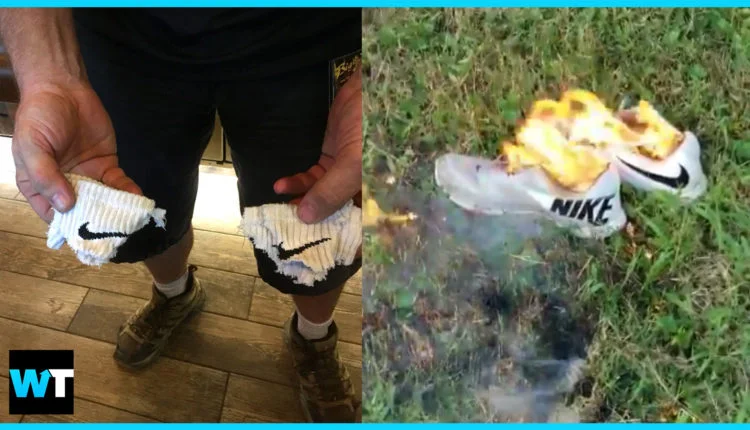 People protesting Nike after Kaepernick ad (via What's Trending)