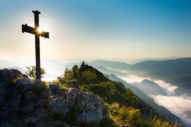Large cross on top of a mountain