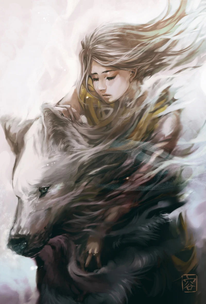 Girl and Wolf by Vitellan