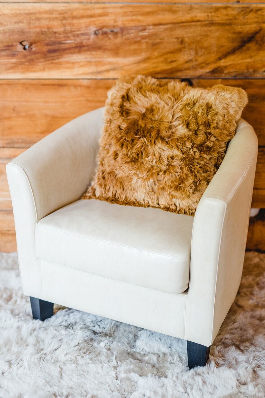 Suri Alpaca fur pillow in Light Brown