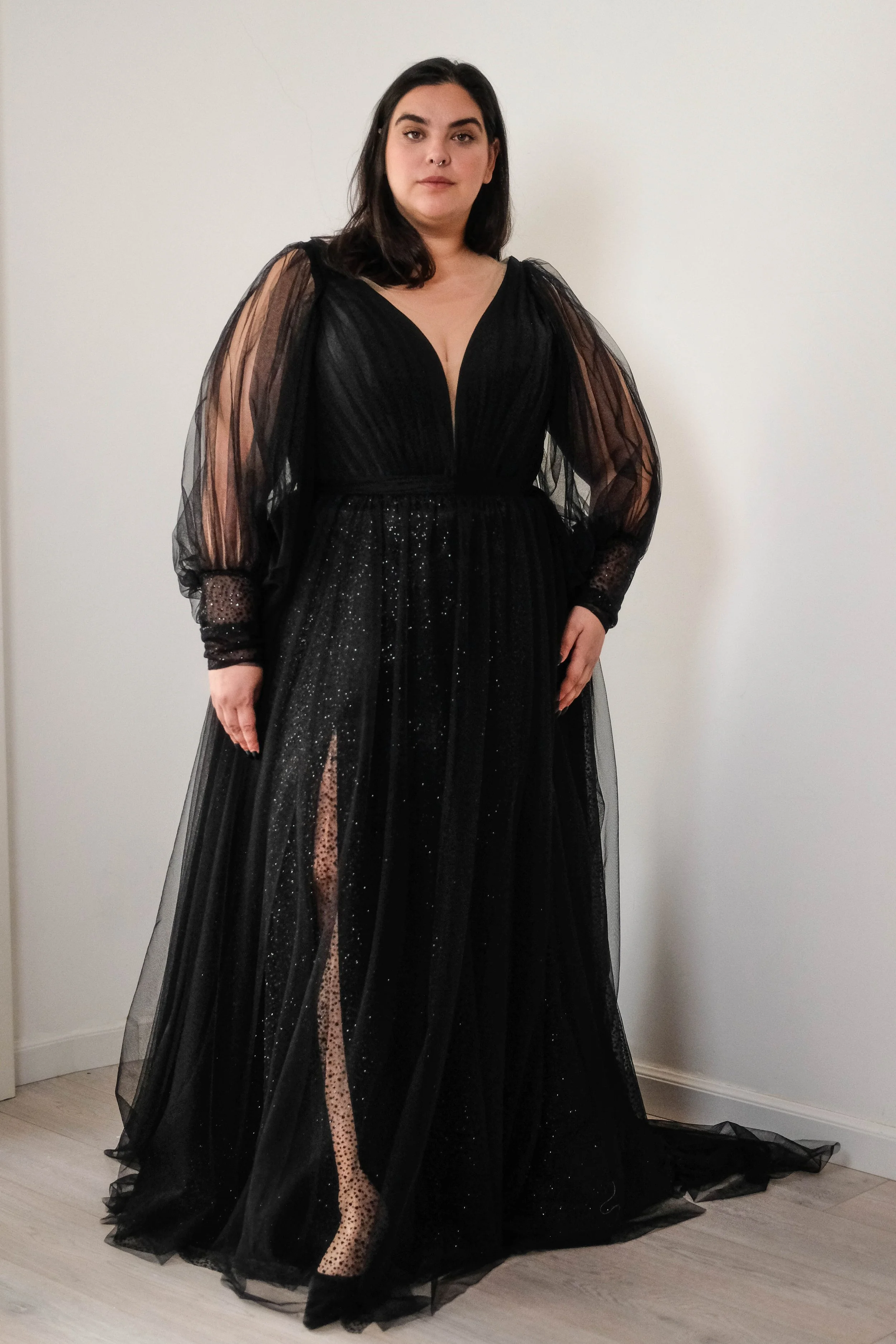 Black glitter plus size wedding dresses UK - plus size only bridal boutique in the UK, South East