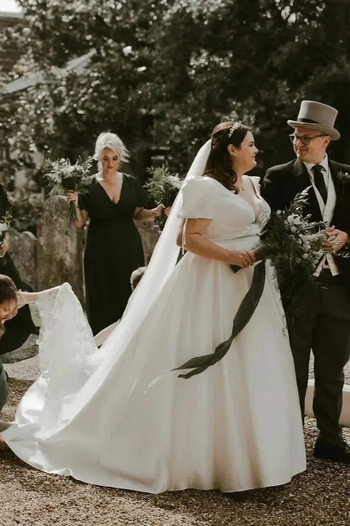 satin wedding dress for plus size brides in Surrey and london