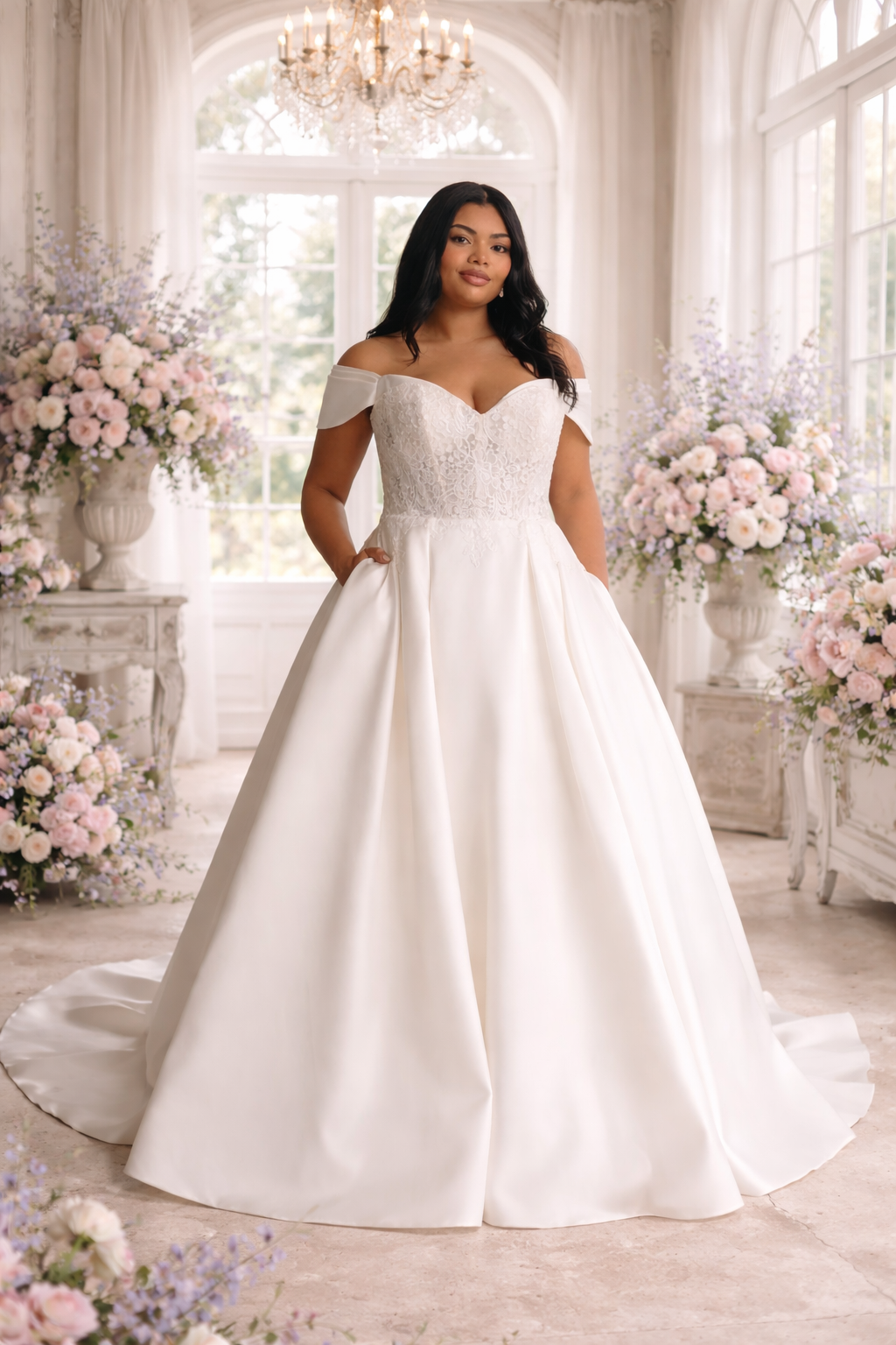 Modern plus size wedding dresses London and Surrey, South East England, UK
