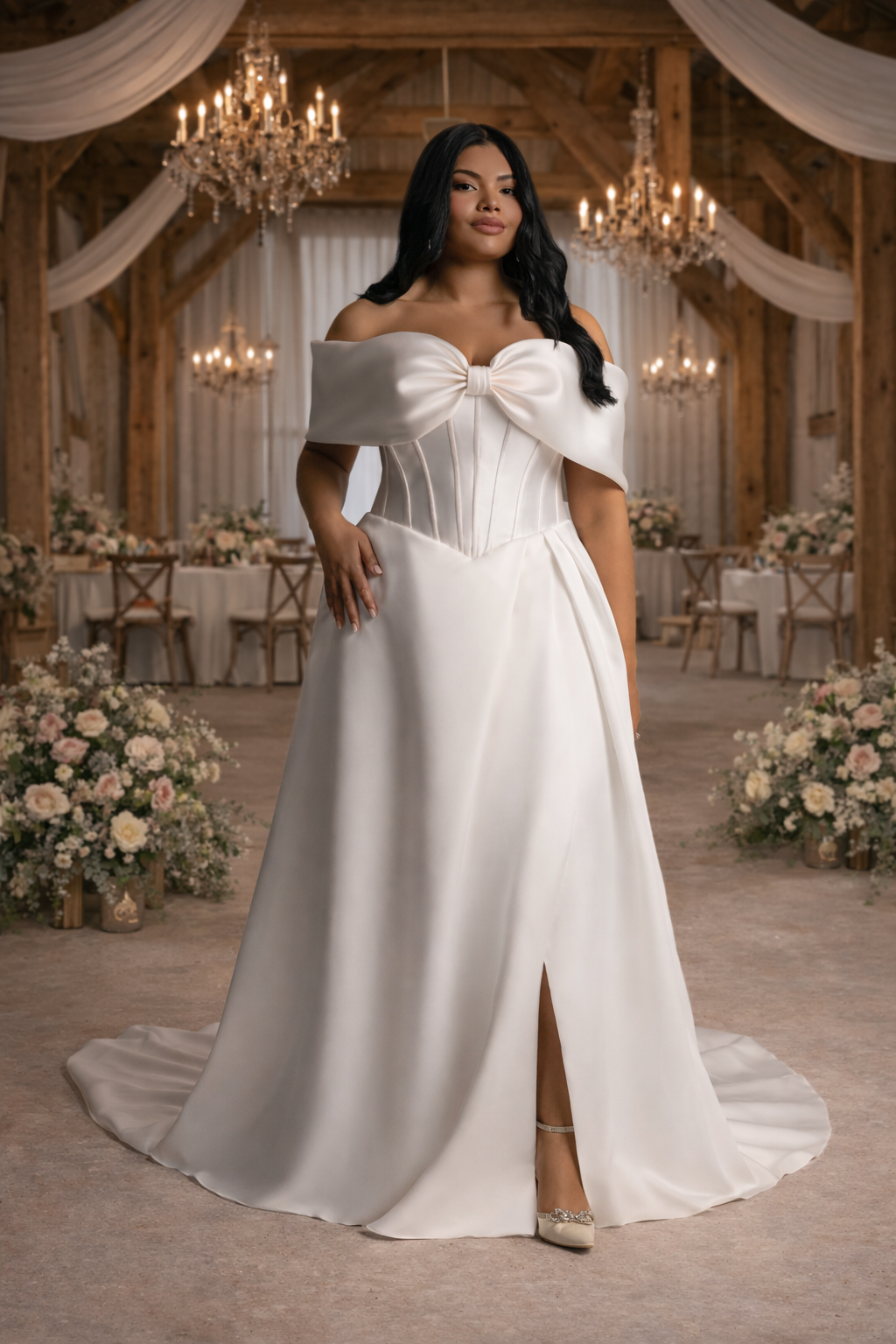 Plus size wedding dress with bow, UK, Surrey, Kent, London, Sussex