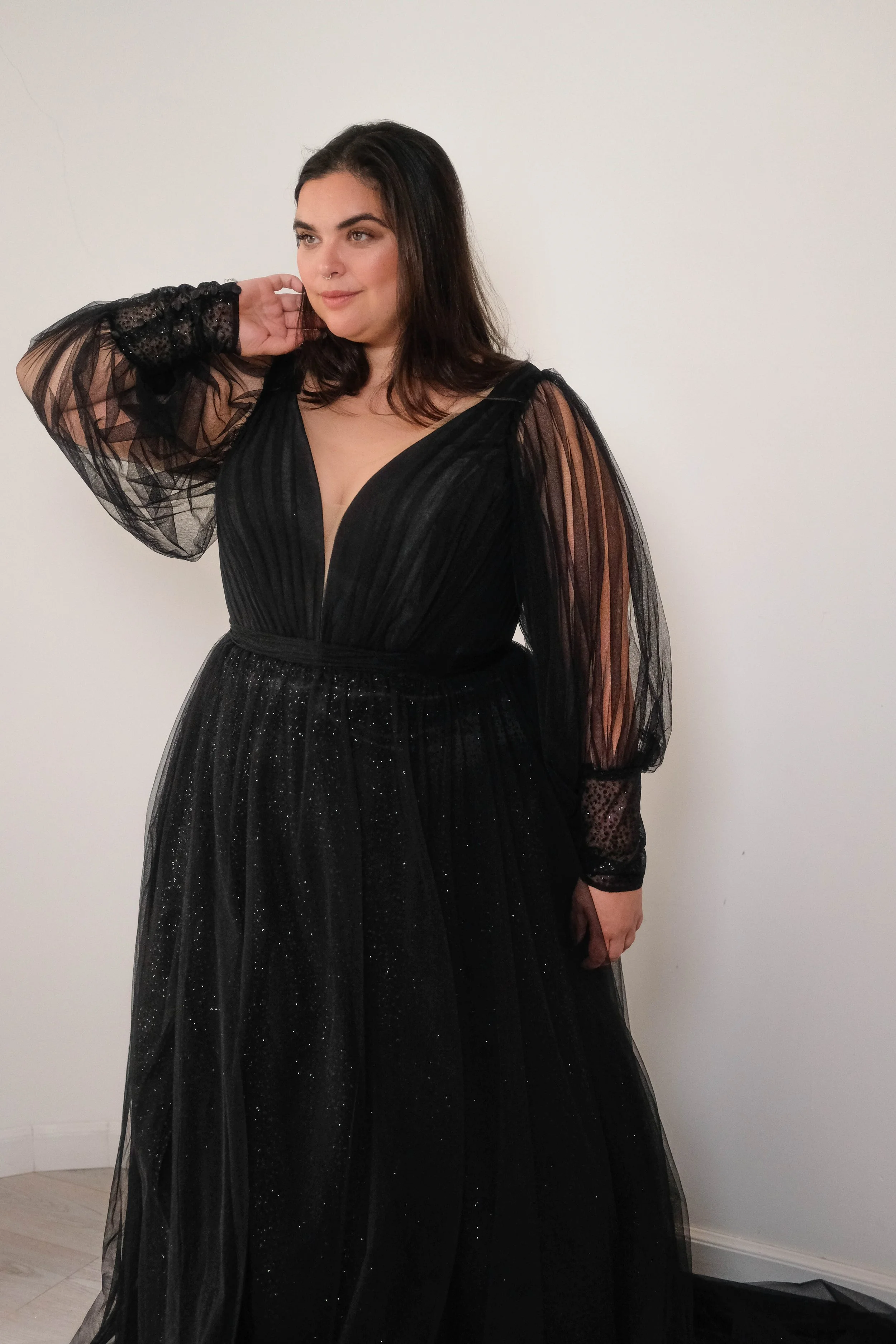 Black glitter plus size wedding dresses UK - plus size only bridal boutique in the UK, South East