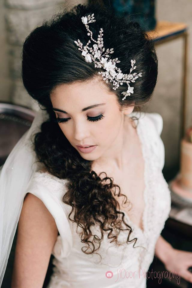 Crystal & floral creeping vine hairpiece - J’Door Photography