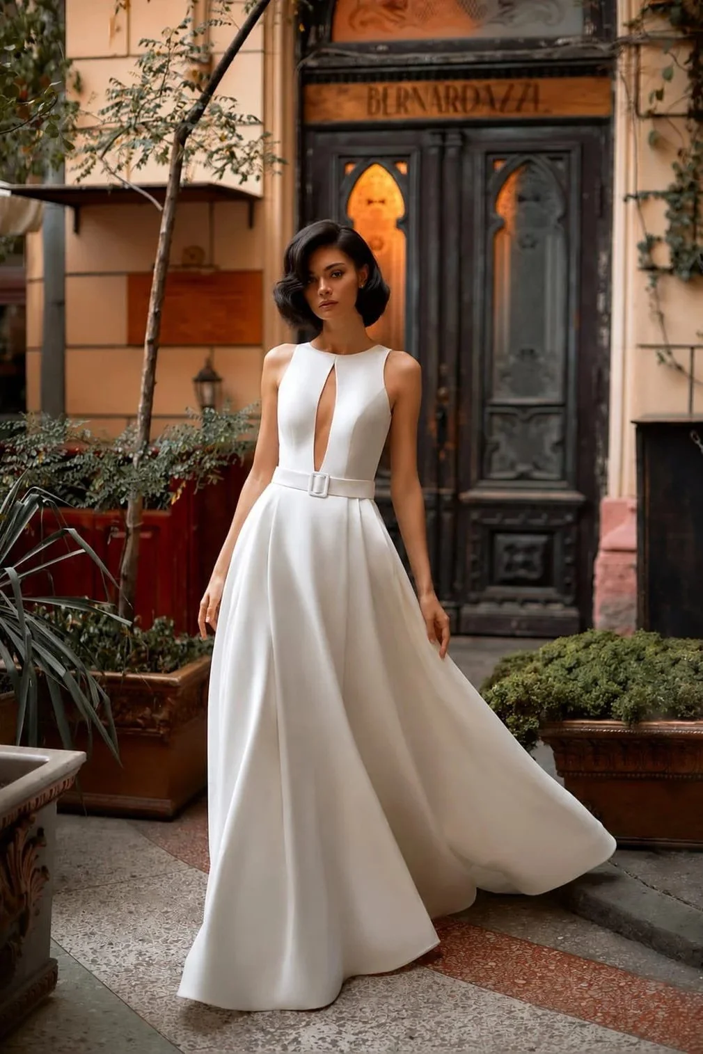 Warm Atmosphere wedding dress by Pollardi - UK stockist, satin and mikado wedding dresses in Surrey near London and Sussex