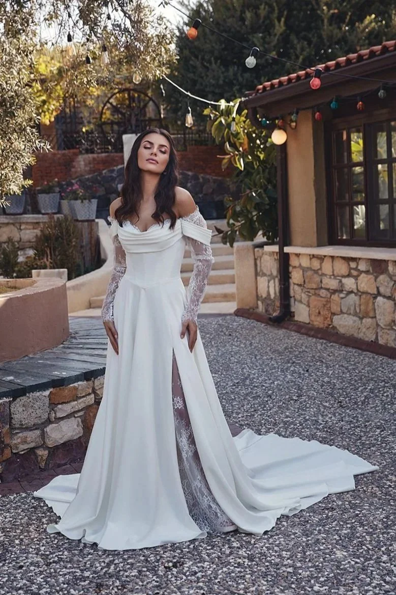 Eddy K Trisha - viral wedding dress Surrey and South London, dress with long sleeves
