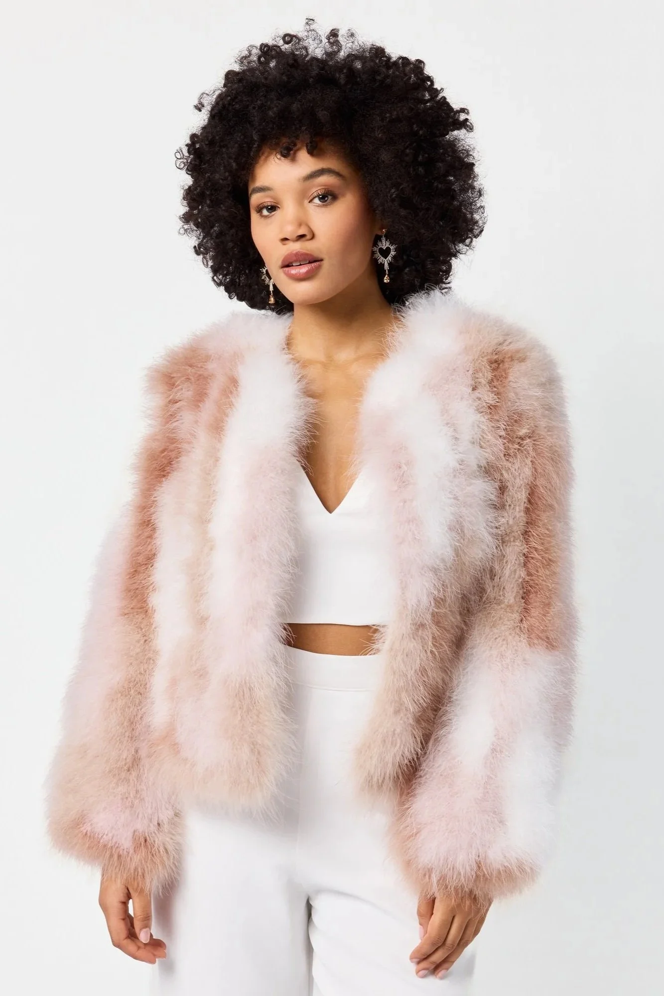Pink feather jacket - pink feather bridal jacket