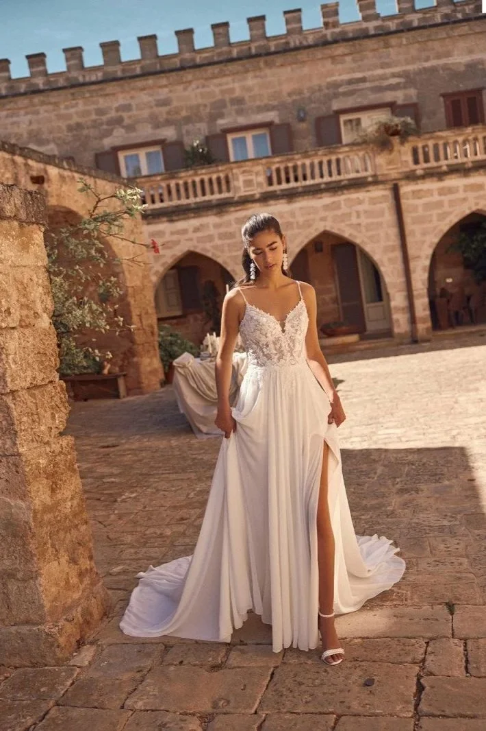Miriam by Modeca - wedding dress with chiffon skirt in Surrey and South London