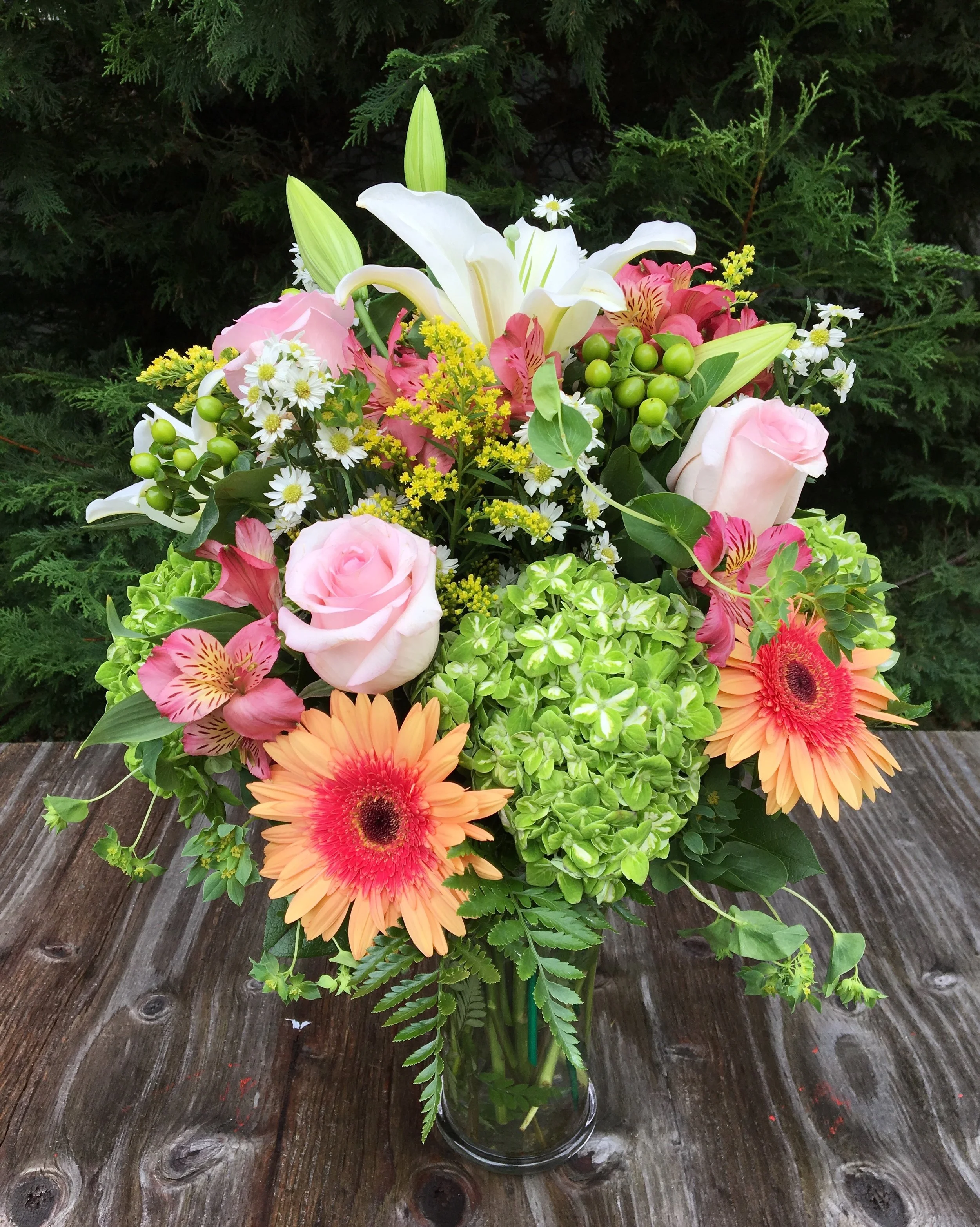 $125 Peach Gerber:White Lilly.JPG